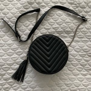 Round Black Vegan Leather Purse